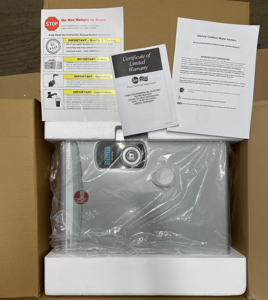 NEW OPEN BOX RHEEM RTEX-24 24kw 240v Tankless, Instant Electric