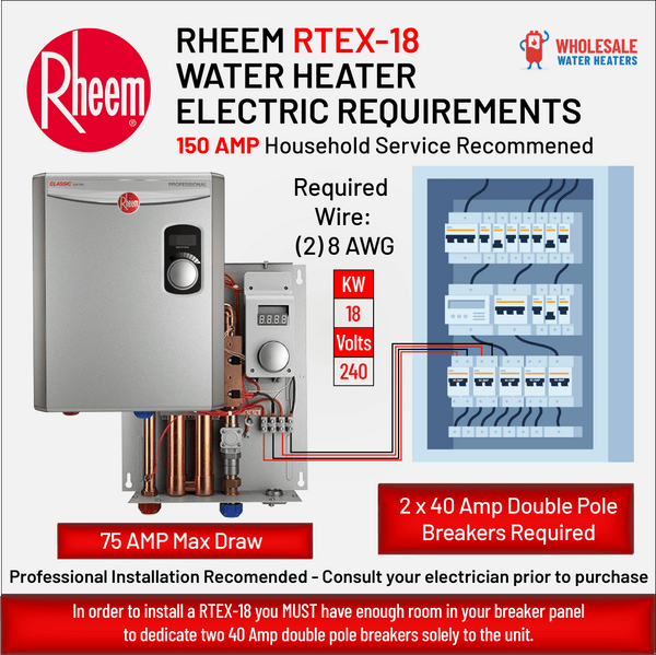 RHEEM RTEX-18 18kw 240v Tankless Electric Water Heater - wholesalewaterheater RHEEM RTEX-18 18kw 240v Tankless Electric Water Heater - wholesalewaterheater