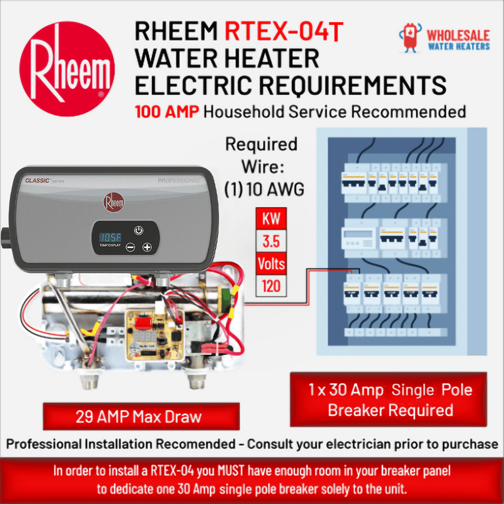 Rheem Rtex What Size Breaker Do I Need For A Tankless Water Heater
