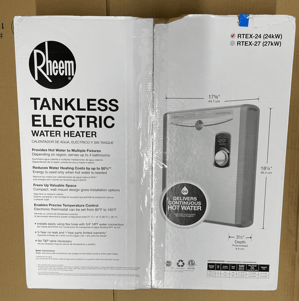 NUEVO CAJA ABIERTA - RHEEM RTEX-24 24kw 240v Calentador de Agua Eléctrico Instantáneo Sin Tanque #3