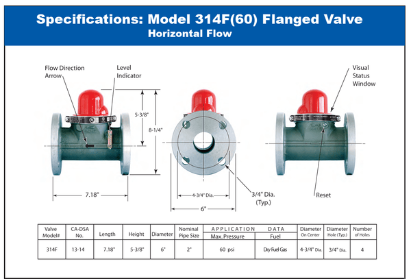 Válvula de cierre de gas para terremotos de entrada superior vertical de 1